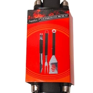Signature Select 3 Piece Stainless Steel BBQ Barbecue Grilling Tool Set NWT